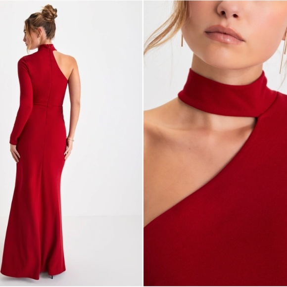 LULU's Sexy Prom Wedding Elegant Chic Sophisticated One Shoulder Mermaid Maxi - Picture 5 of 5